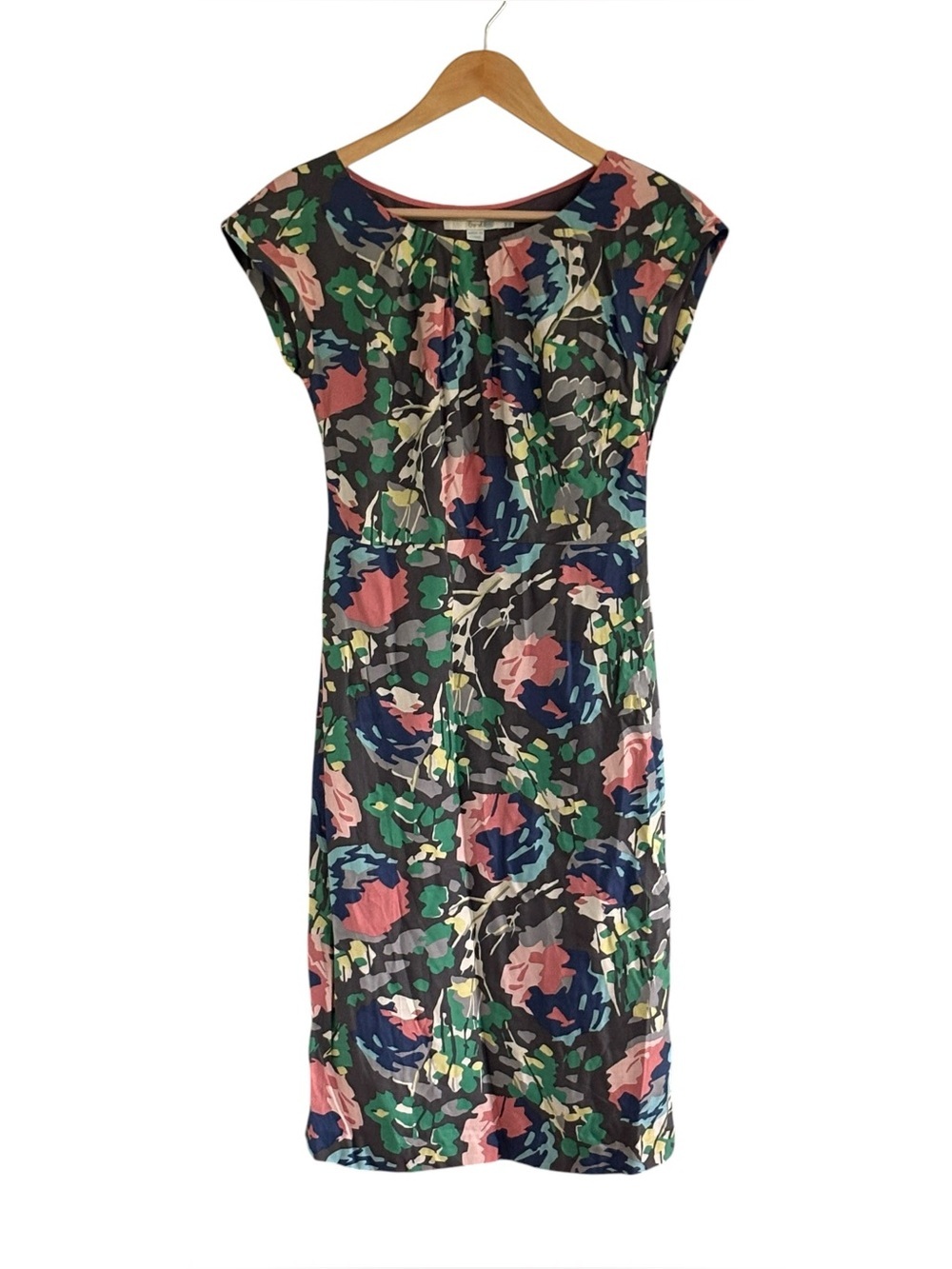 Boden Womens Floral Silk Blend Faux Wrap Midi Dress Size 4 Chic